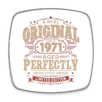 Cadeau d’anniversaire 55 Mari Vintage original 1971 - Magnet carré - blanc - Devant
