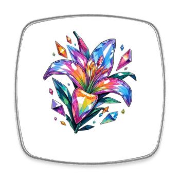 Fleur de cristal dans un jeu de couleurs - Magnet carré - blanc - Devant