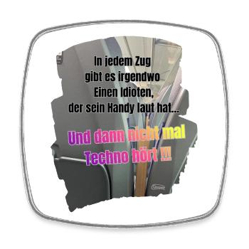 Lautes Handy im Zug Techno Meme - Viereckiger Kühlschrankmagnet - Weiß - Vorne