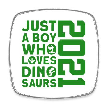 DINO 2021 DINOSAUR 5TH BIRTHDAY - Square fridge magnet - white - Front