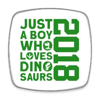 DINO 2018 DINOSAUR 8TH BIRTHDAY - Square fridge magnet - white - Front