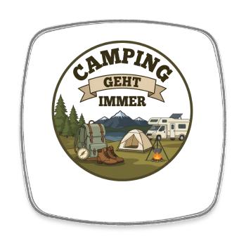 Camping geht immer mit Wohnmobil Camper Sprüche - Viereckiger Kühlschrankmagnet - Weiß - Vorne