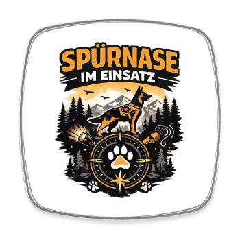 Spürnase im Einsatz Rettungshund - Viereckiger Kühlschrankmagnet - Weiß - Vorne