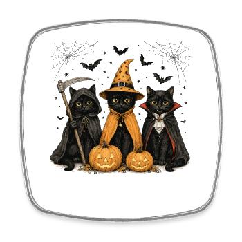 Halloween Katzen als Hexe und Vampir verkleidet. L - Viereckiger Kühlschrankmagnet - Weiß - Vorne