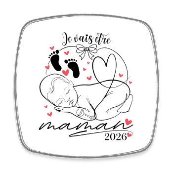 Je vais être maman 2026 annonce grossesse - Magnet carré - blanc - Devant