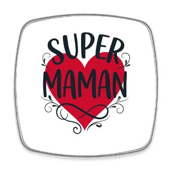 Super Maman Cœur Fête des Mères - Magnet carré - blanc - Devant