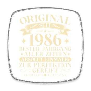 Vintage 1986 Jahrgang Geburtstag Retro - Viereckiger Kühlschrankmagnet - Weiß - Vorne