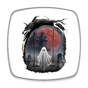 Halloween Ghost Full Moon Gothic Horror Mystery - Square fridge magnet - white - Front