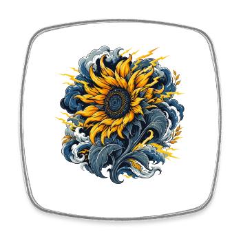 Sunflower in Storm Lightning Clouds - Square fridge magnet - white - Front