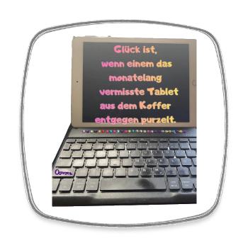 Tabletglück aus dem Koffer - Viereckiger Kühlschrankmagnet - Weiß - Vorne