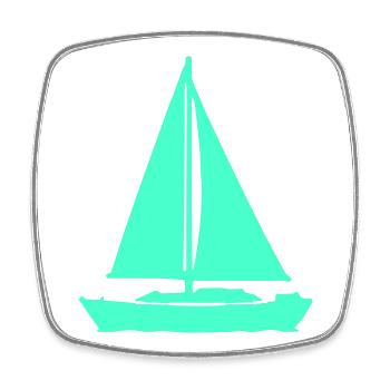 Voilier NéonTurquoise - Magnet carré - blanc - Devant