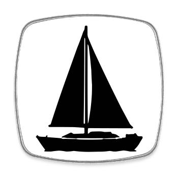 Segelboot - Viereckiger Kühlschrankmagnet - Weiß - Vorne