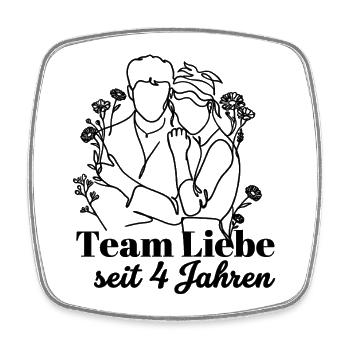 Team Liebe seit 4 Jahren Jahrestag Geschenk Paar - Viereckiger Kühlschrankmagnet - Weiß - Vorne