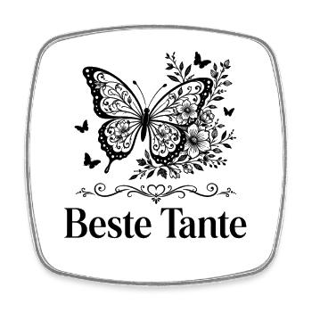 Beste Tante Schmetterling Blumen Geschenkidee - Viereckiger Kühlschrankmagnet - Weiß - Vorne