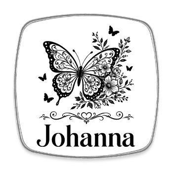 Johanna First Name Butterfly Flowers Gift - Square fridge magnet - white - Front