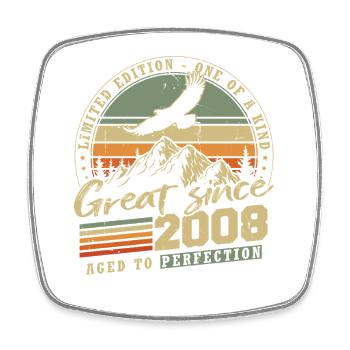 2008 Vintage Vintage Anniversaire Rétro - Magnet carré - blanc - Devant