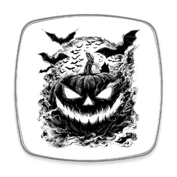 Halloween Horror Pumpkin Bats Gothic Motif - Square fridge magnet - white - Front