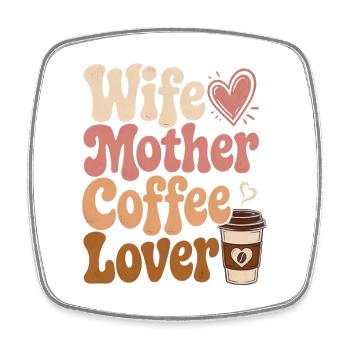 Café Amour Épouse Mère Amante du Café - Magnet carré - blanc - Devant