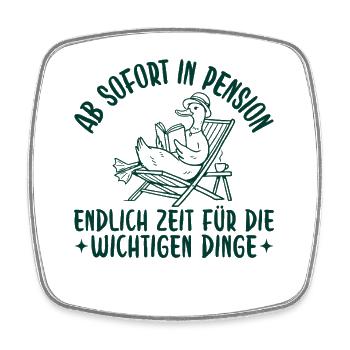 Pensionärin Gans mit Buch im Liegestuhl Retro - Viereckiger Kühlschrankmagnet - Weiß - Vorne