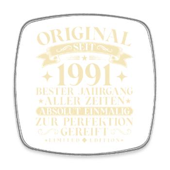 Vintage 1991 Jahrgang Geburtstag Retro - Viereckiger Kühlschrankmagnet - Weiß - Vorne