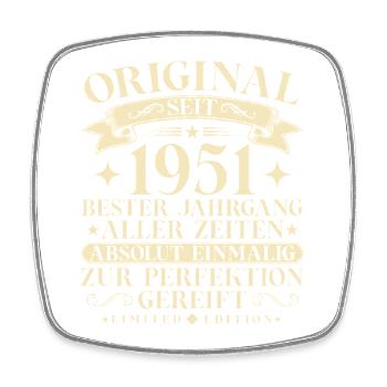 Vintage 1951 Jahrgang Geburtstag Retro - Viereckiger Kühlschrankmagnet - Weiß - Vorne