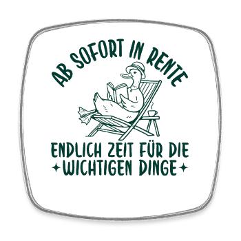 Rentnerin Gans mit Buch im Liegestuhl Retro - Viereckiger Kühlschrankmagnet - Weiß - Vorne