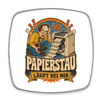 Papierstau – läuft bei mir (lustig Büro) - Viereckiger Kühlschrankmagnet - Weiß - Vorne