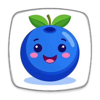 Illustration bleue bleue mignonne – style Kawaii - Magnet carré - blanc - Devant