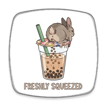 Bubble Tea Boba Drôle de Lapin mignon - Magnet carré - blanc - Devant