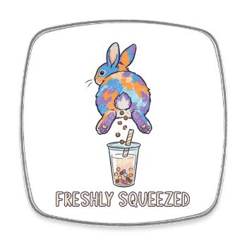 Bubble Tea Boba Drôle de Lapin mignon - Magnet carré - blanc - Devant