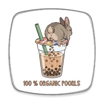 Bubble Tea Boba Drôle de Lapin mignon - Magnet carré - blanc - Devant