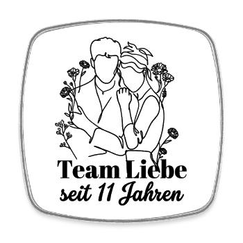 Team Liebe seit 11 Jahren Jahrestag Geschenk Paar - Viereckiger Kühlschrankmagnet - Weiß - Vorne