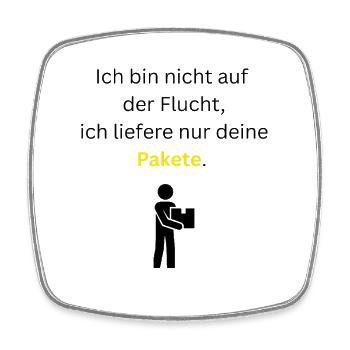 Lustiges Paketfahrer T-Shirt - Viereckiger Kühlschrankmagnet - Weiß - Vorne
