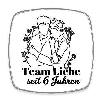 Team Liebe seit 6 Jahren Jahrestag Geschenk Paar - Viereckiger Kühlschrankmagnet - Weiß - Vorne