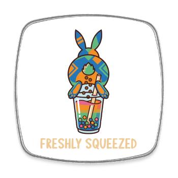 Bubble Tea Boba Drôle de Lapin mignon - Magnet carré - blanc - Devant