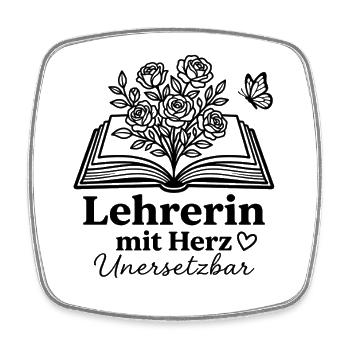 Lehrerin mit Herz unersetzbar Blumen Geschenk Schu - Viereckiger Kühlschrankmagnet - Weiß - Vorne