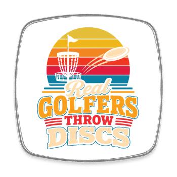 Real Golfers Throw Discs Disc Golf Life - Square fridge magnet - white - Front