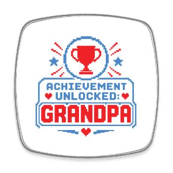 Achievement Unlocked Grandpa Gaming Quote - Square fridge magnet - white - Front