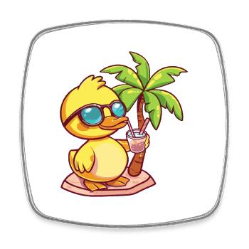 Duck Summer Holiday - Square fridge magnet - white - Front