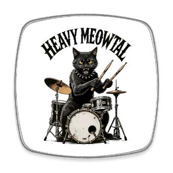 Heavy Meowtal Cats Tambours - Magnet carré - blanc - Devant