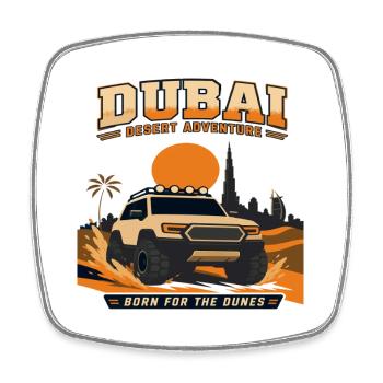 Aventure dans le désert de Dubaï - Magnet carré - blanc - Devant