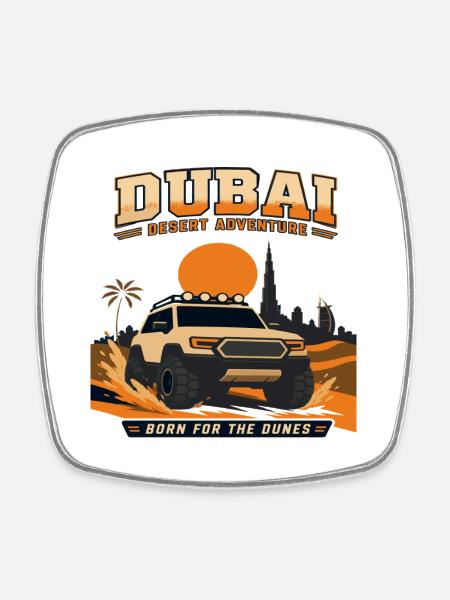 Dubai Desert Adventure - Square fridge magnet - white