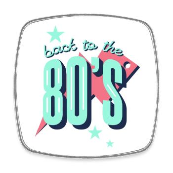 Back to the 80s Neon Retro - Square fridge magnet - white - Front