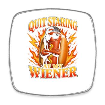 Deep within the campground, Finn has constructed a - Square fridge magnet - white - Front