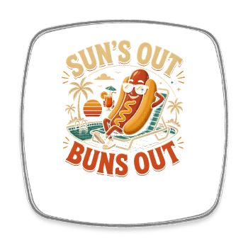 Sun out, rolls out, funny hot dog - Square fridge magnet - white - Front