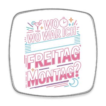 Nacht von Freitag auf Montag Filmriss Party JGA - Viereckiger Kühlschrankmagnet - Weiß - Vorne