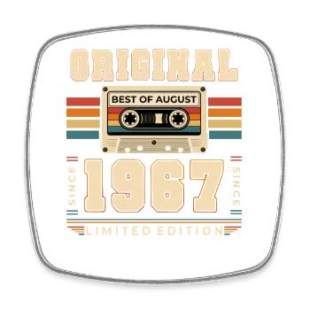 59th Birthday Gift August Vintage 1967 - Square fridge magnet - white - Front