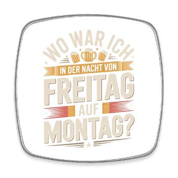 Nacht von Freitag auf Montag Filmriss Party JGA - Viereckiger Kühlschrankmagnet - Weiß - Vorne
