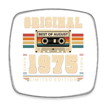 51st Birthday Gift August Vintage 1975 - Square fridge magnet - white - Front