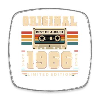 60th Birthday Gift August Vintage 1966 - Square fridge magnet - white - Front